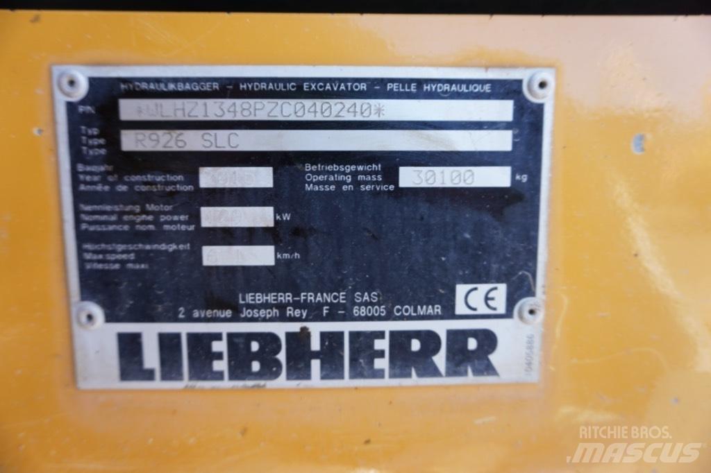 Liebherr R 926 SLC Kāpurķēžu ekskavatori