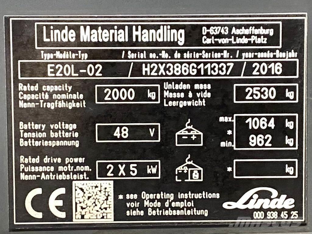 Linde E20L Elektriskie iekrāvēji