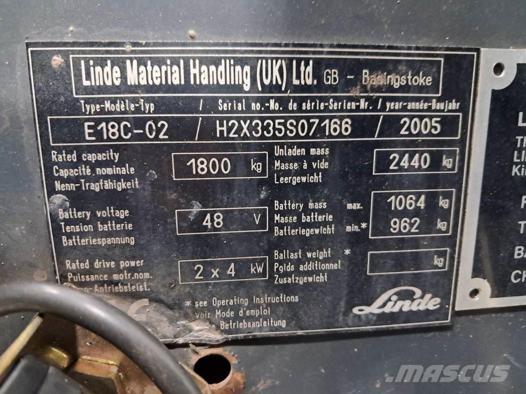 Linde E18C-02 Elektriskie iekrāvēji