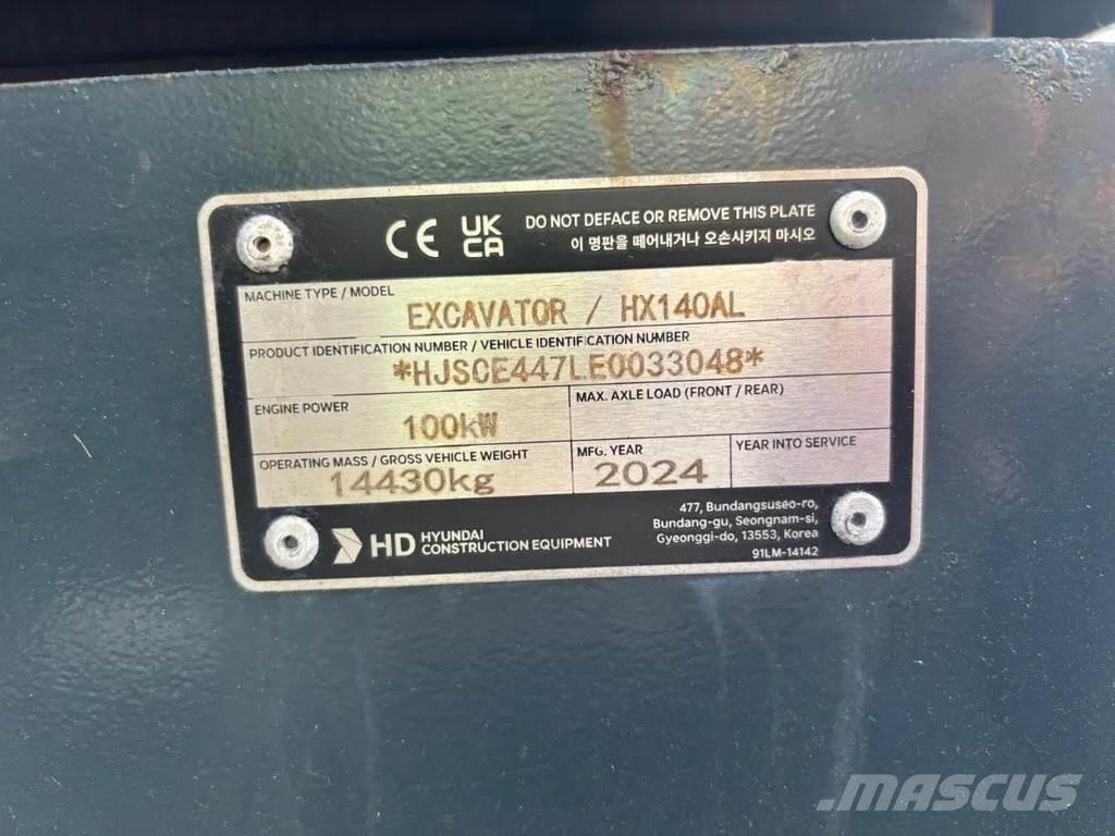 Hyundai HX140AL Kāpurķēžu ekskavatori