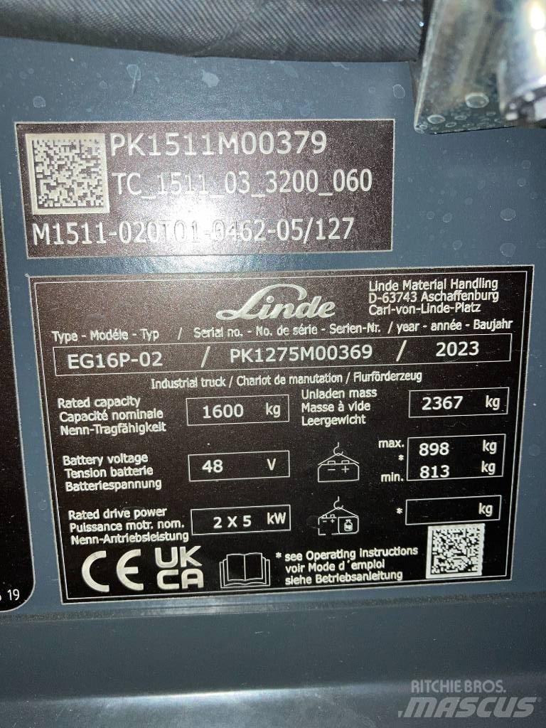Linde EG16P/1275-02 Elektriskie iekrāvēji