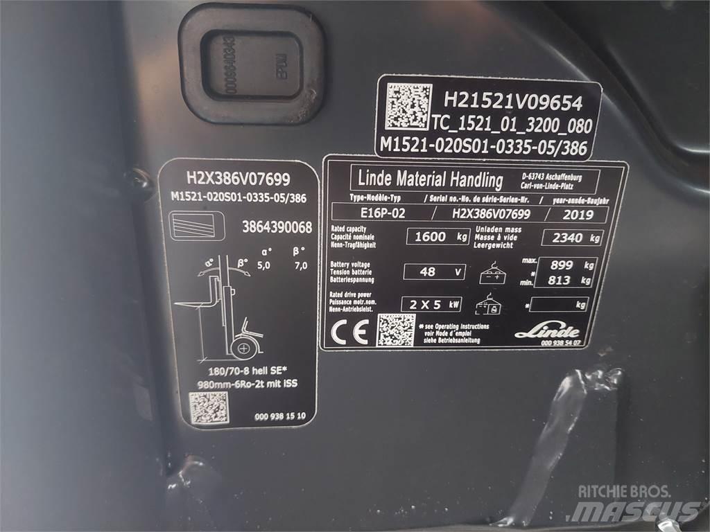 Linde E16P 02 Elektriskie iekrāvēji