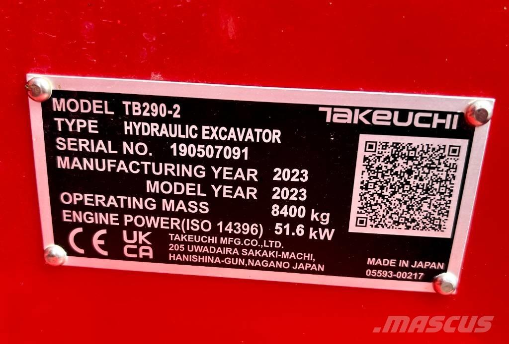 Takeuchi TB 290-2 CV Vidēja lieluma ekskavatori 7 t - 12 t