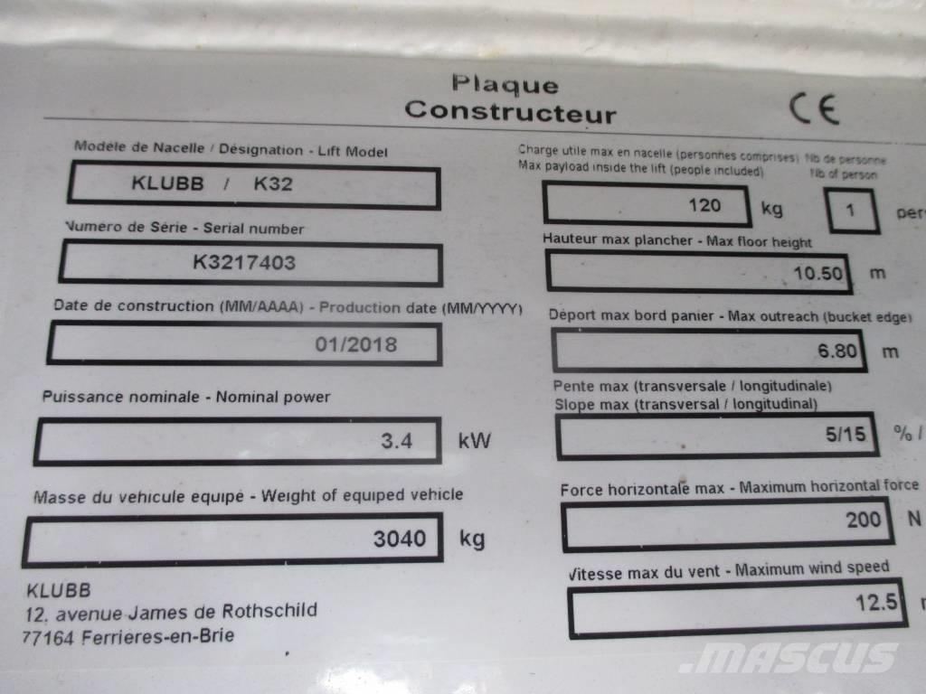 Klubb K32 Pacēlāji uz automašīnas bāzes