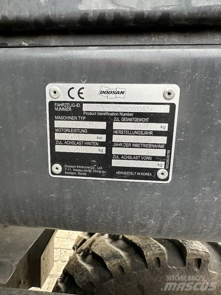 Doosan DX 190 W-7 Ekskavatori uz riteņiem