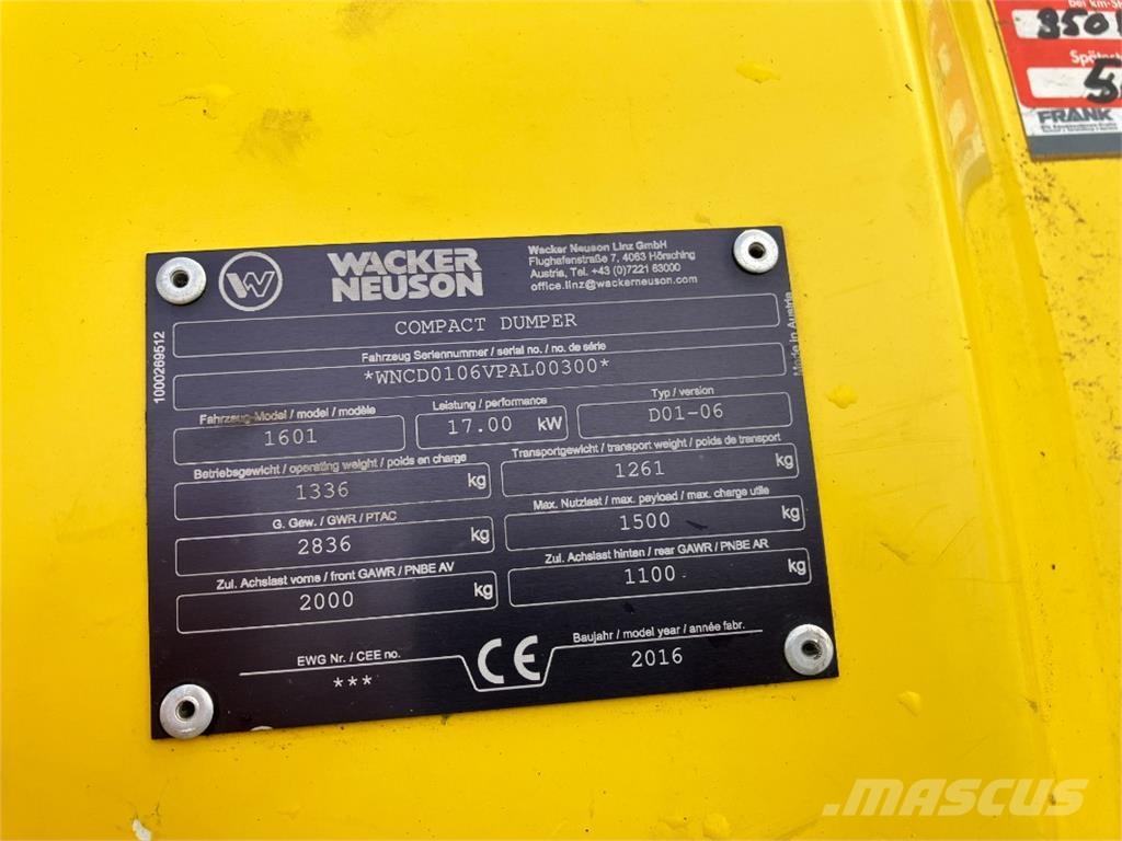Wacker Neuson 1601 Mini pašizgāzēji