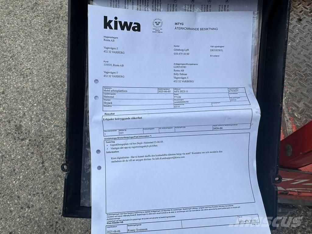 SkyJack SJ 16 Vertikālie pacēlāji