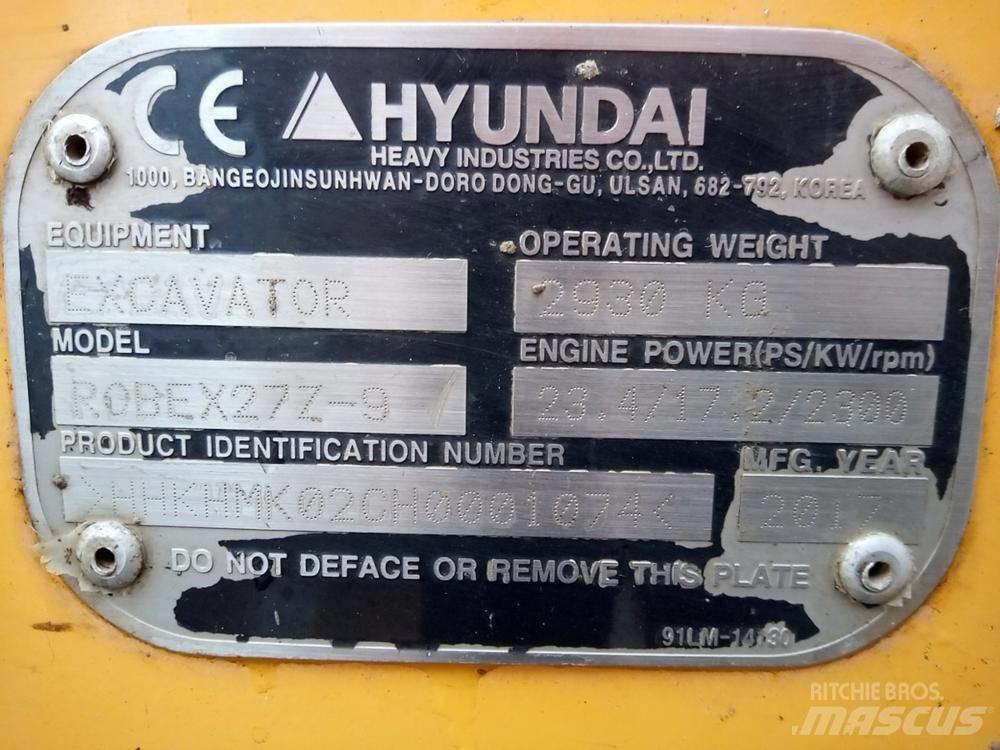 Hyundai Robex 27Z-9 Mini ekskavatori < 7 t