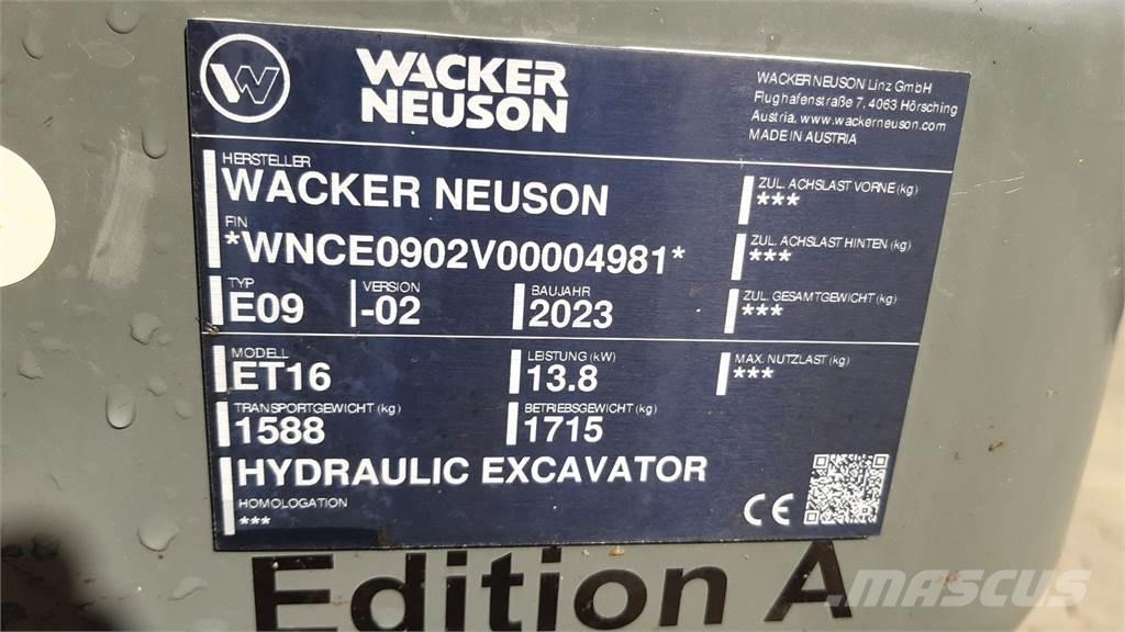 Wacker Neuson ET16 Kāpurķēžu ekskavatori