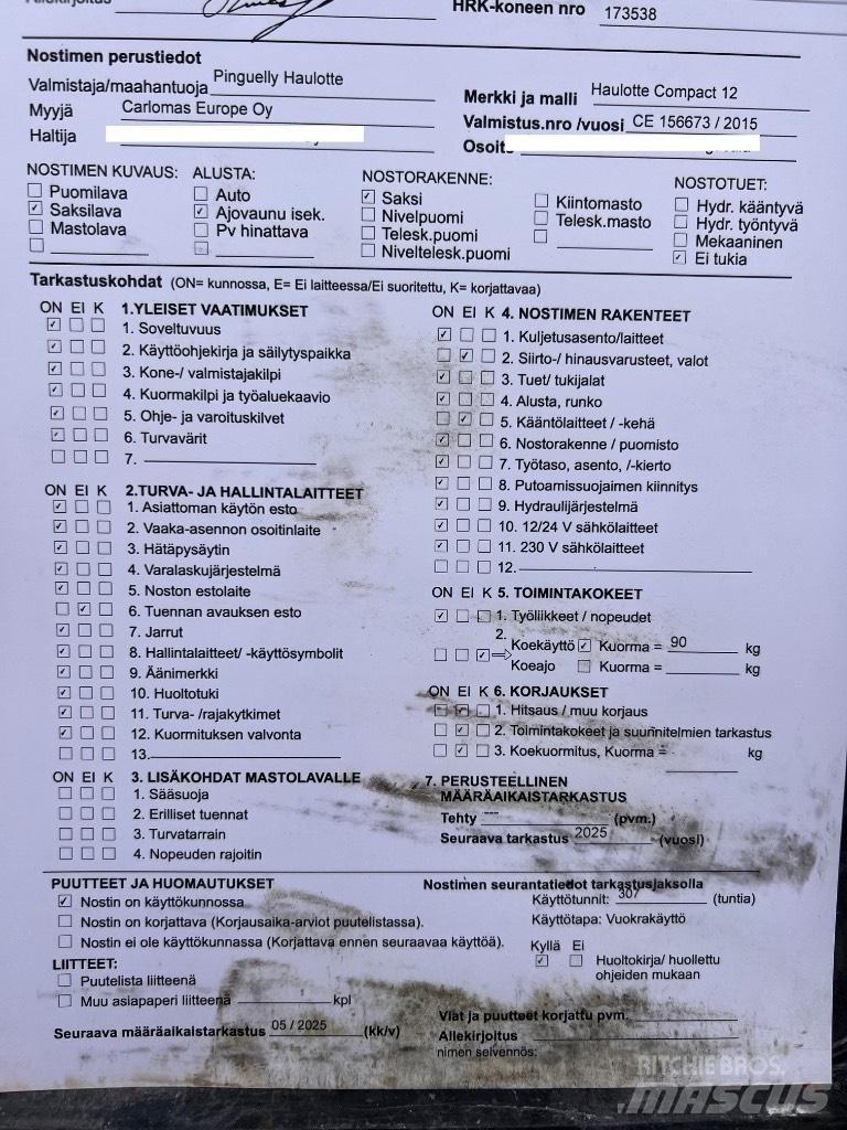 Haulotte Compact 12 Šķerveida pacēlāji