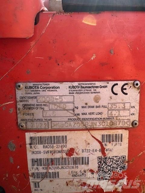 Kubota K 008-5 Mini ekskavatori < 7 t