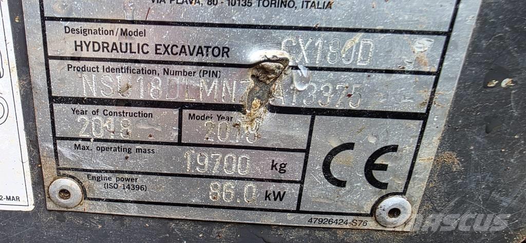 CASE CX180D Kāpurķēžu ekskavatori