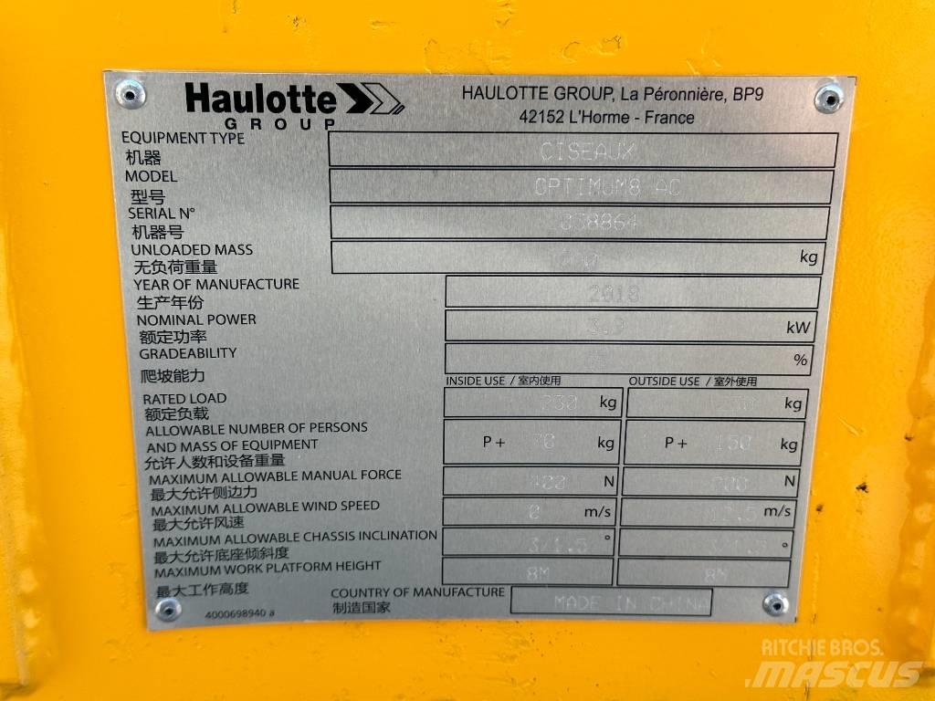 Haulotte OPTIMUM 8 Šķerveida pacēlāji