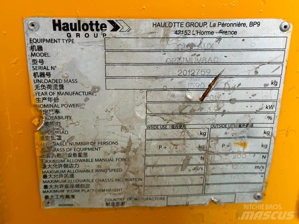 Haulotte OPTIMUM 8 Šķerveida pacēlāji