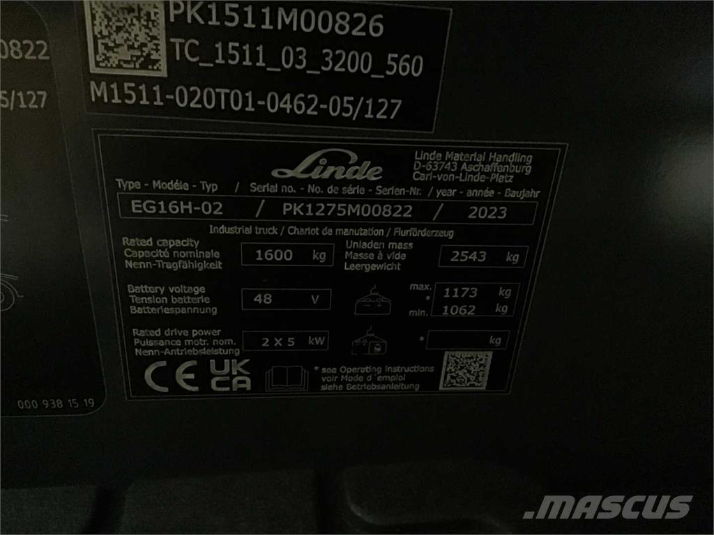 Linde EG16H Elektriskie iekrāvēji
