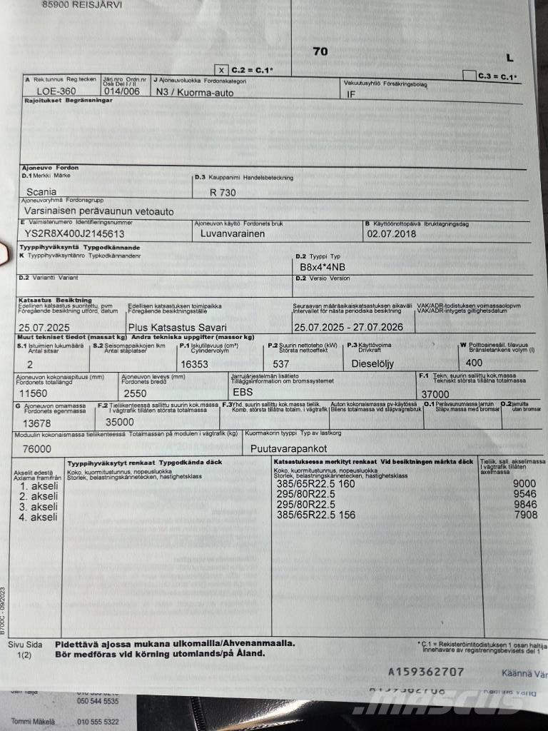 Scania R730 Kokvedēji