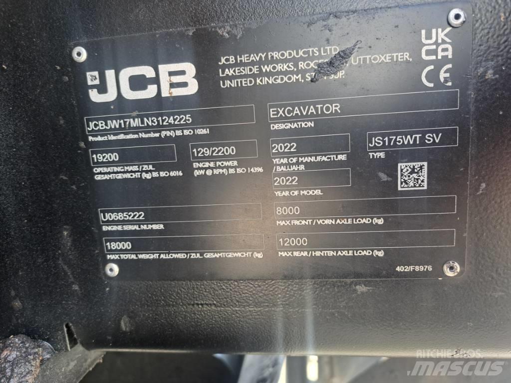 JCB JS175W TAB Ekskavatori uz riteņiem