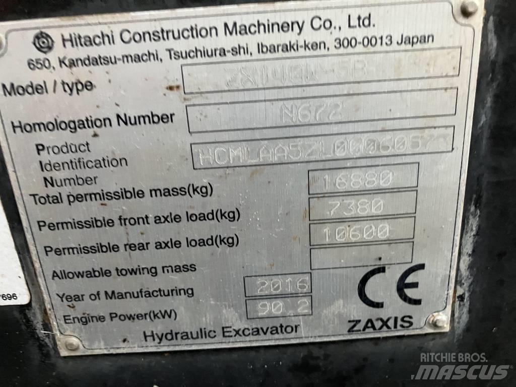 Hitachi ZX140-5B Ekskavatori uz riteņiem