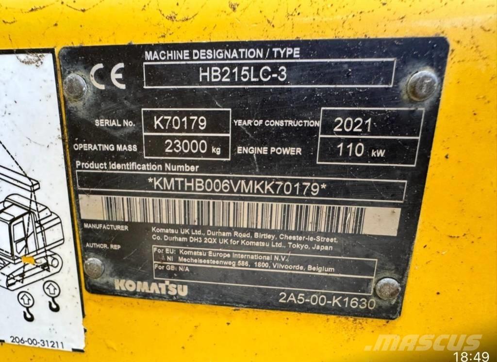 Komatsu HB 215LC-3 Kāpurķēžu ekskavatori