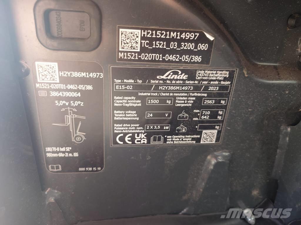 Linde E15/386-02 Elektriskie iekrāvēji