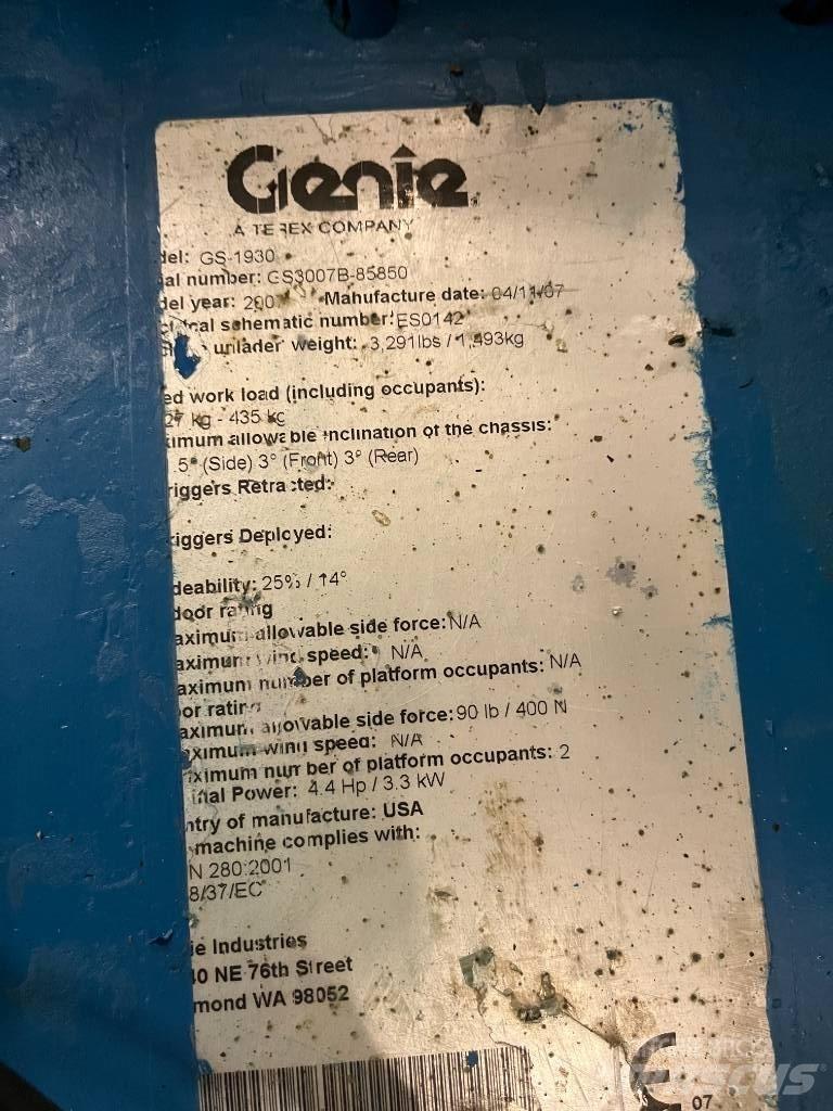 Genie GS 1930 Šķerveida pacēlāji
