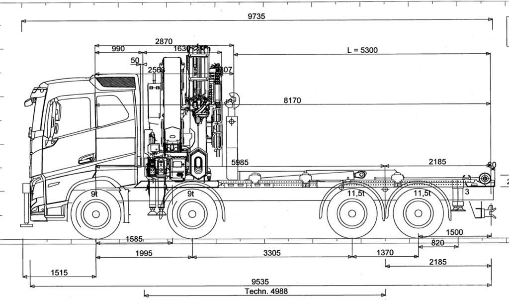 Volvo FH 540 8X4 Smagās mašīnas ar celtni