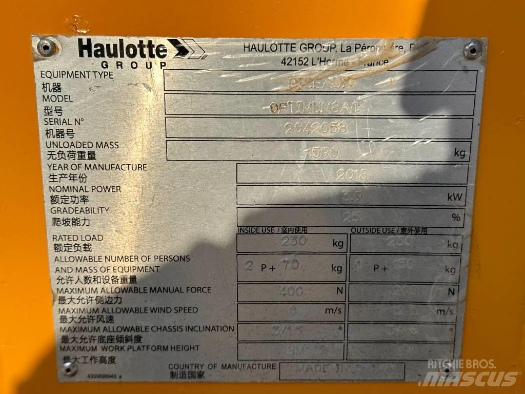 Haulotte OPTIMUM 8 Šķerveida pacēlāji