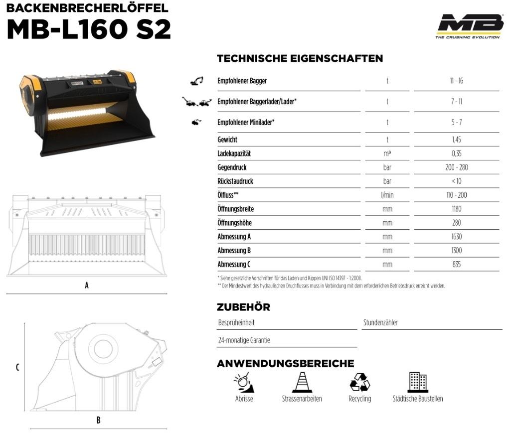 MB Crusher L 160 S2 Āmuri/Drupinātāji