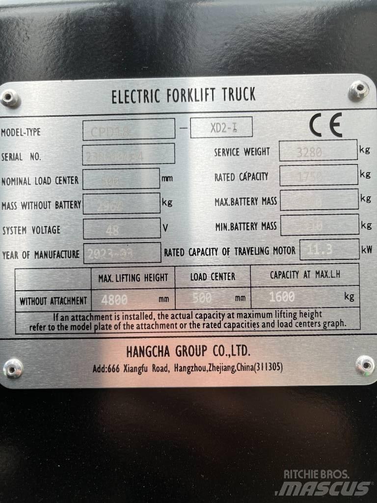 Hangcha CPD18-XD2-I Elektriskie iekrāvēji