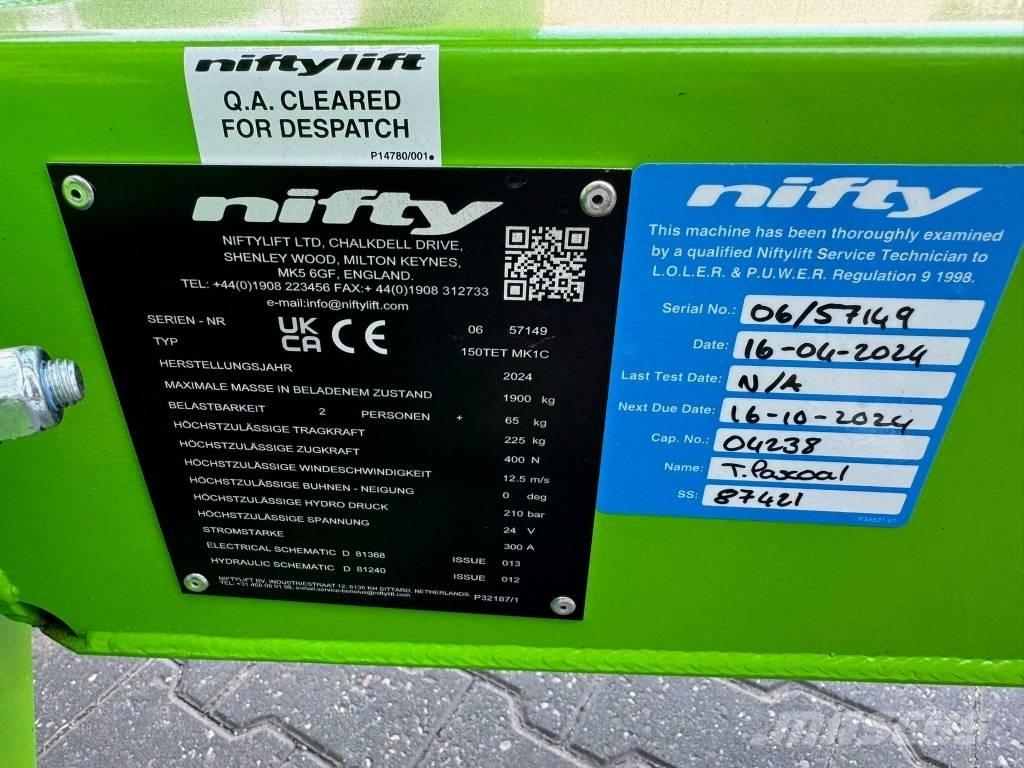 Niftylift 150 TET Pacēlājplatformas - piekabes