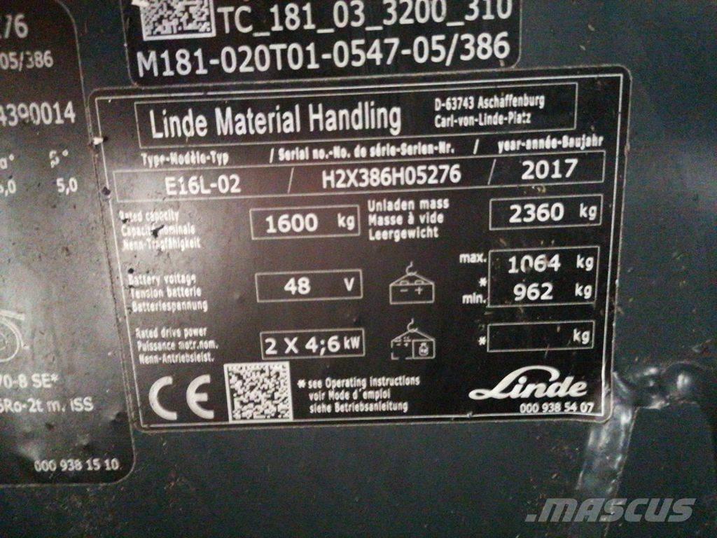 Linde E16L-02 Elektriskie iekrāvēji