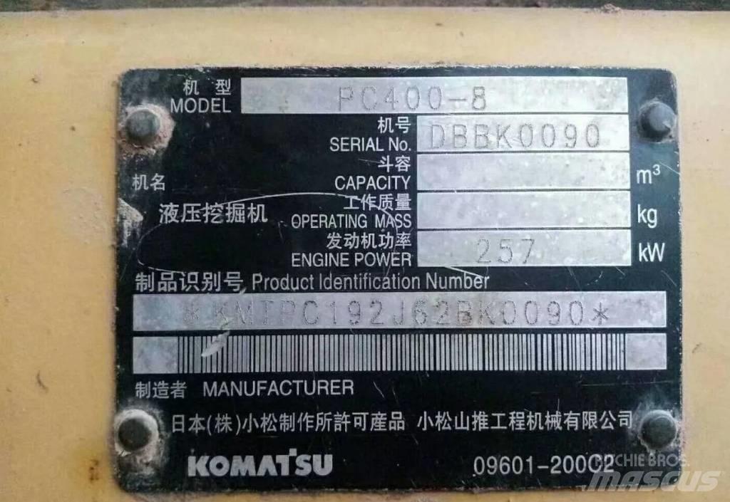 Komatsu PC400-8 Kāpurķēžu ekskavatori