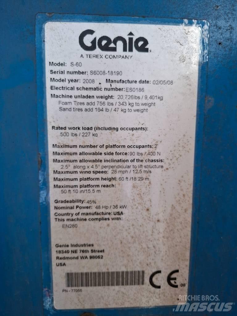 Genie S 60 Teleskopiskie pacēlāji