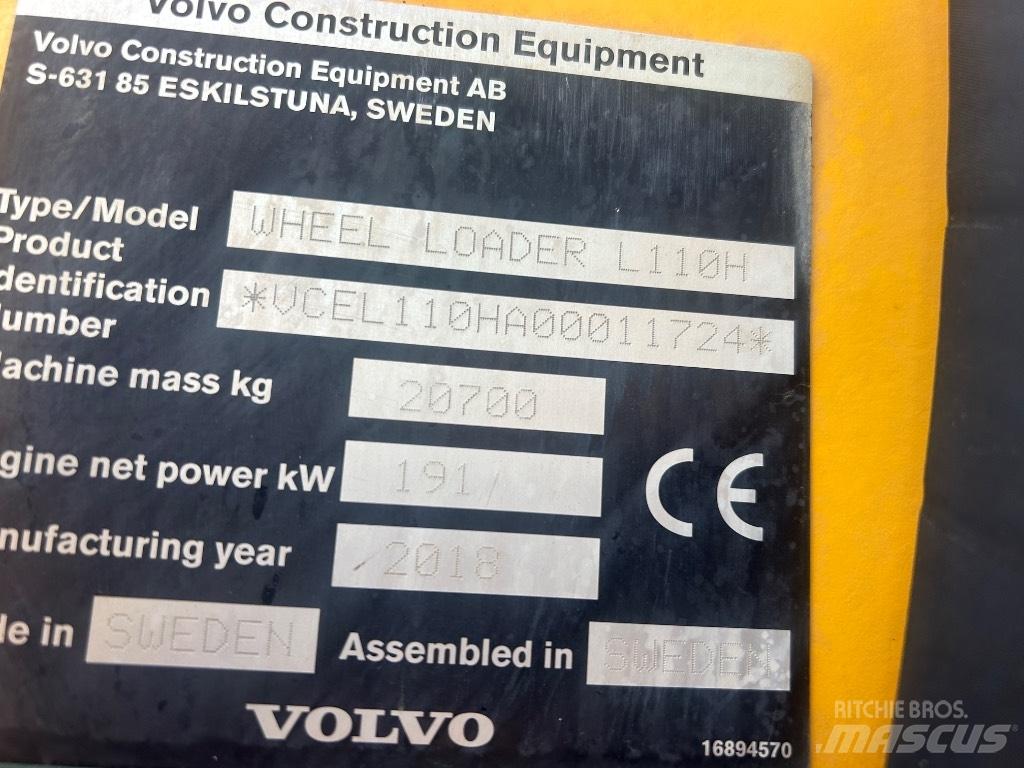 Volvo L110H L/Boom Iekrāvēji uz riteņiem
