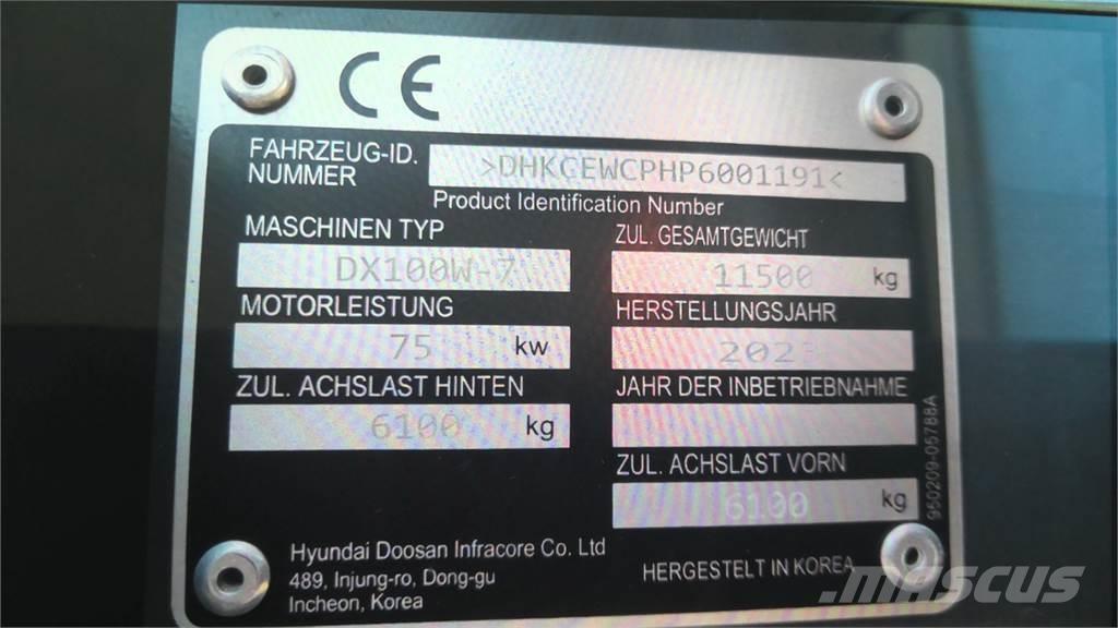 Develon DX100W-7 Ekskavatori uz riteņiem