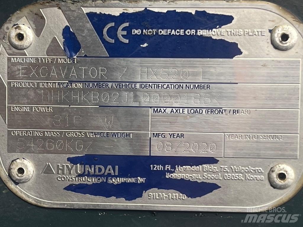 Hyundai HX 520 L Kāpurķēžu ekskavatori