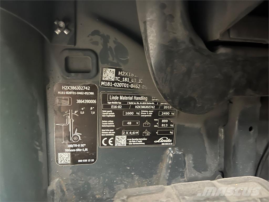 Linde E16-02 Elektriskie iekrāvēji