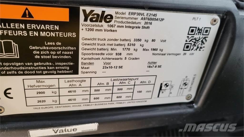 Yale ERP30VL 2016 Elektriskie iekrāvēji
