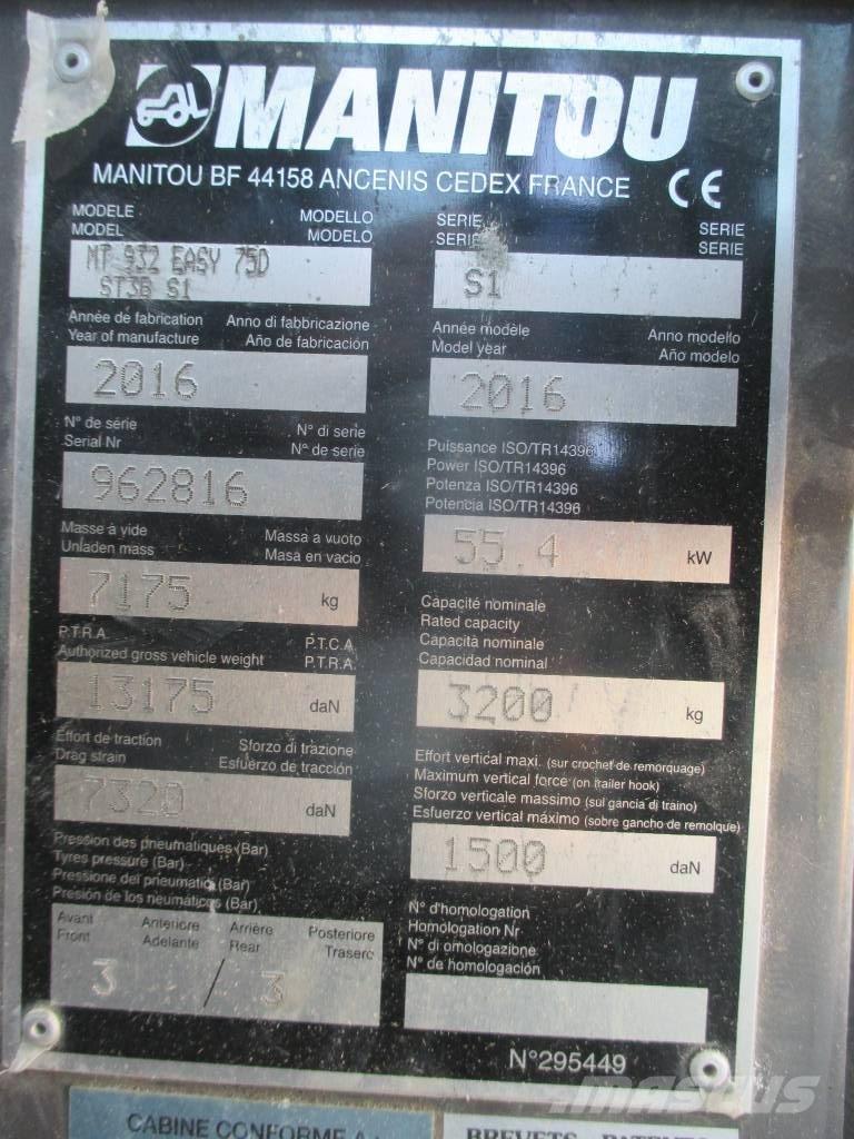 Manitou MT 932 Teleskopiskie manipulatori