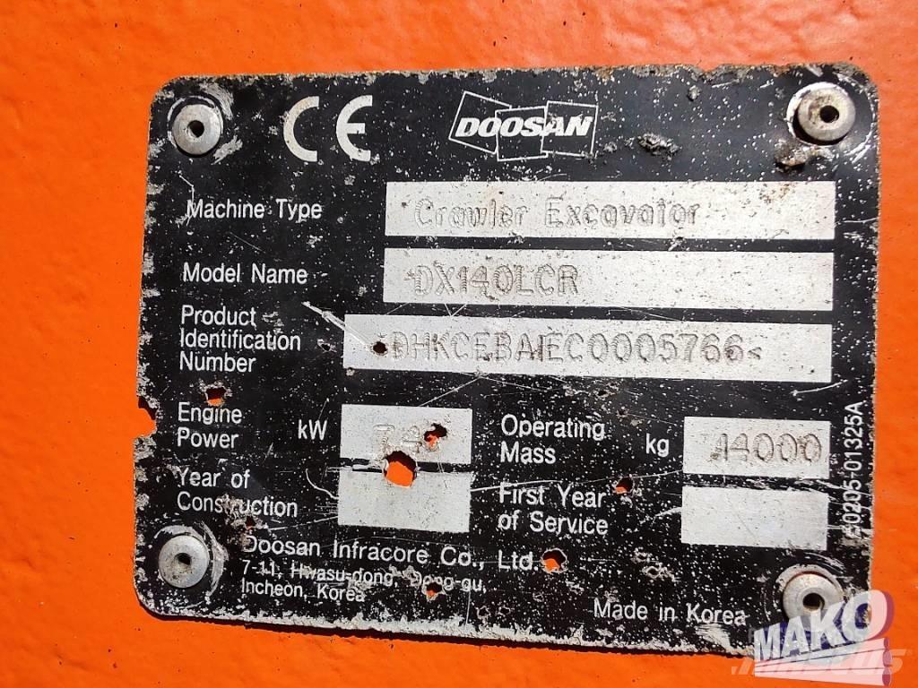 Doosan DX 140 LCR Kāpurķēžu ekskavatori
