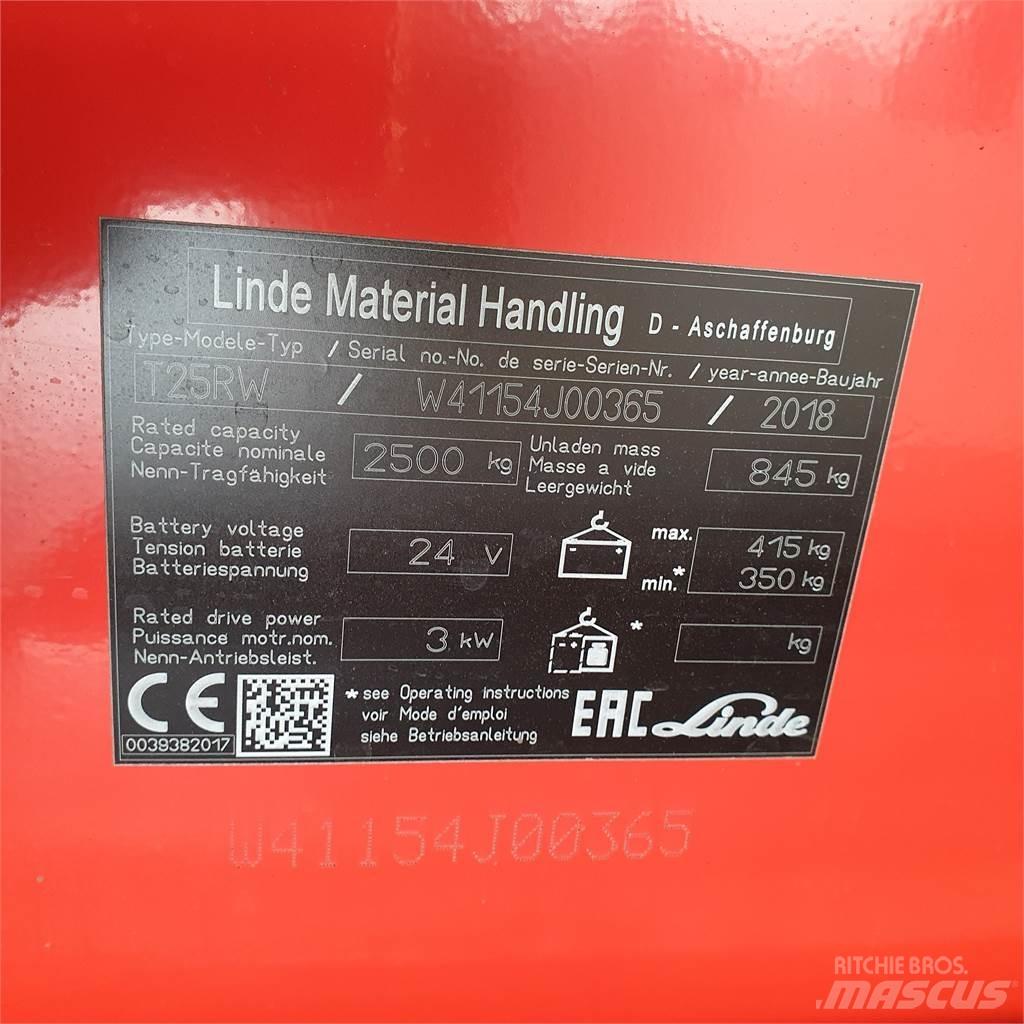Linde T25RW-lang Zemie palešu pacēlāji