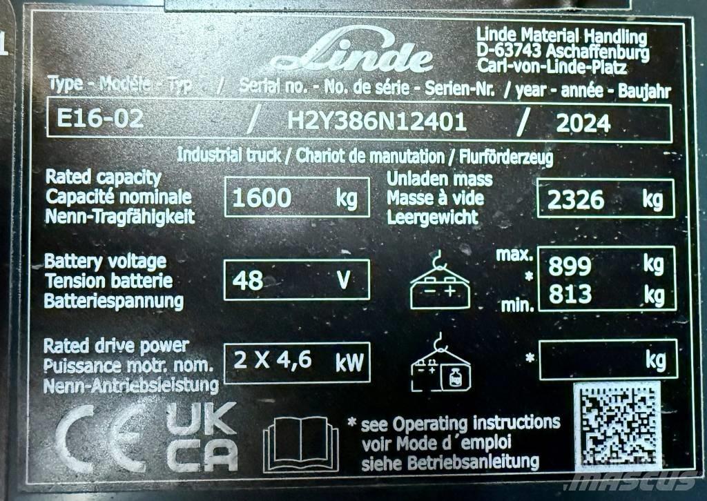 Linde E16/386-02 Elektriskie iekrāvēji