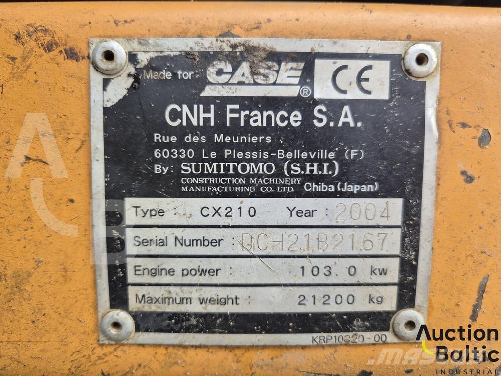 CASE CX 210 Kāpurķēžu ekskavatori