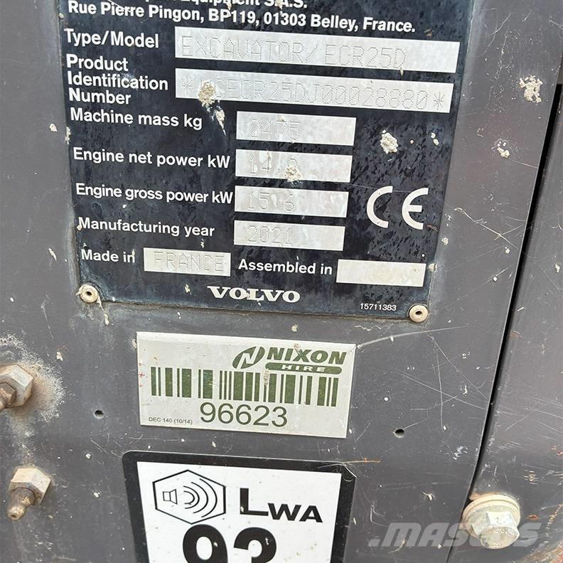 Volvo ECR25D Mini ekskavatori < 7 t