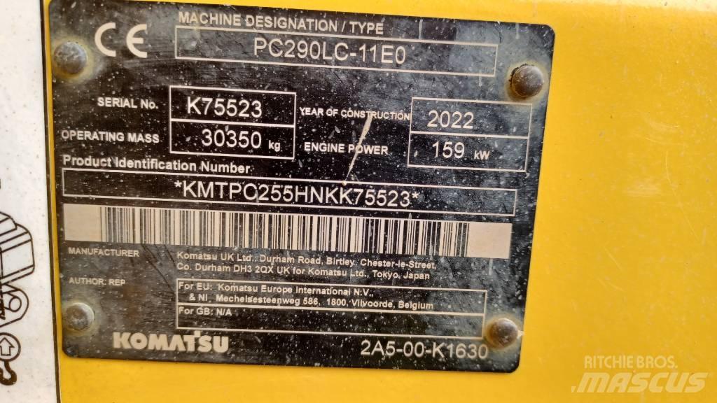 Komatsu PC 290 LC-11 Kāpurķēžu ekskavatori