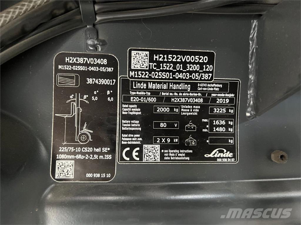 Linde E 20H-01/600 Elektriskie iekrāvēji