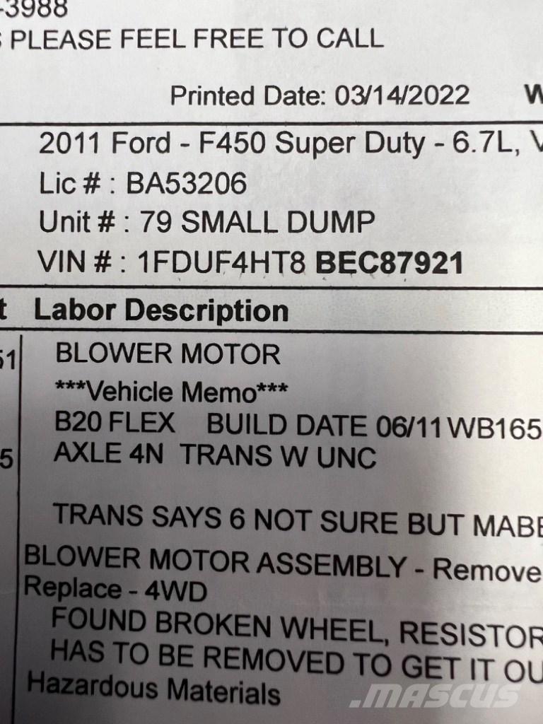 Ford F450 SUPER  DUTY Būvniecība- Citi
