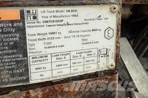 Hyster H 8.00 XL 5 Tehnika ar dīzeļa dzinēju