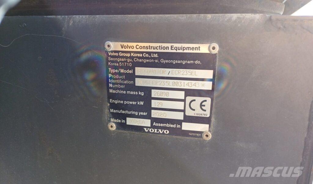 Volvo ECR235EL Kāpurķēžu ekskavatori