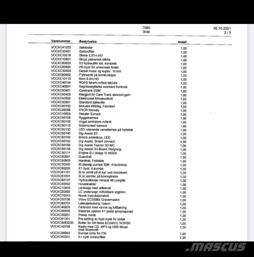 Volvo EC 250 EL Kāpurķēžu ekskavatori